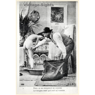 1920s Erotica: Le Charbonnier & Femme Nu*2 / Boudoir (Large Photo Reprint ~ 24 x 16 CM)