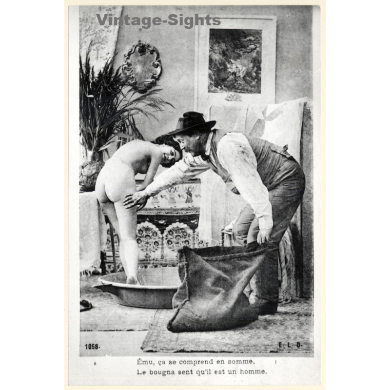 1920s Erotica: Le Charbonnier & Femme Nu*2 / Boudoir (Large Photo Reprint ~ 24 x 16 CM)