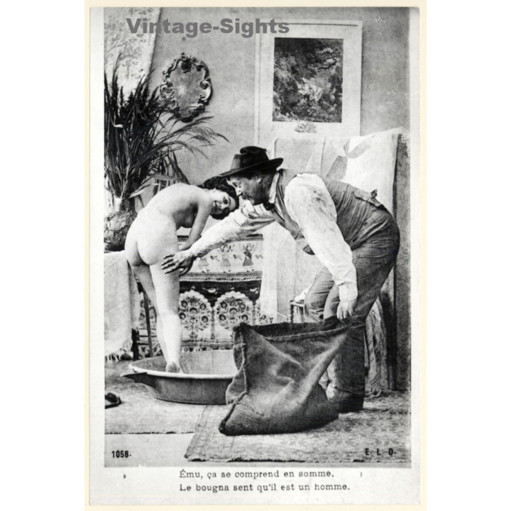 1920s Erotica: Le Charbonnier & Femme Nu*2 / Boudoir (Large Photo Reprint ~ 24 x 16 CM)