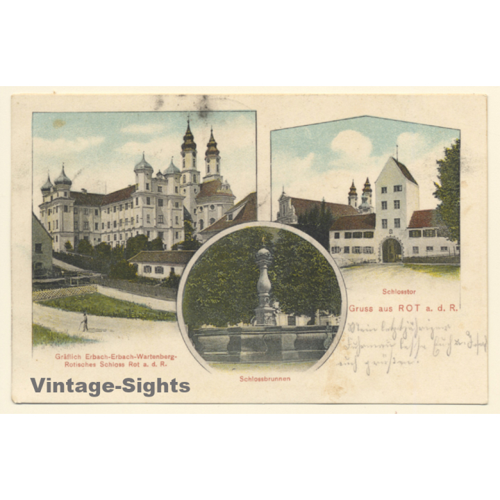 Rot a.d. Rot / Germany: Schloss - Schlossbrunnen (Vintage PC ~1900s/1910s)
