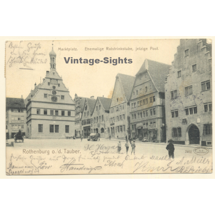 Rothenburg o.d. Tauber / Germany: Marktplatz - Rastrinkstube - Post (Vintage PC 1904)