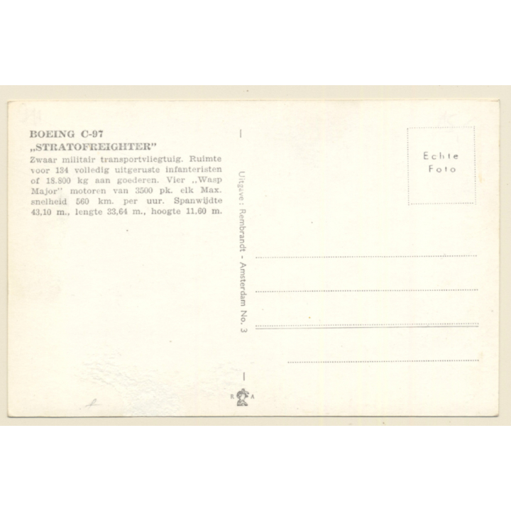 BOEING C-97 Stratofreighter / Aviation (Vintage RPPC  1950s/1960s)