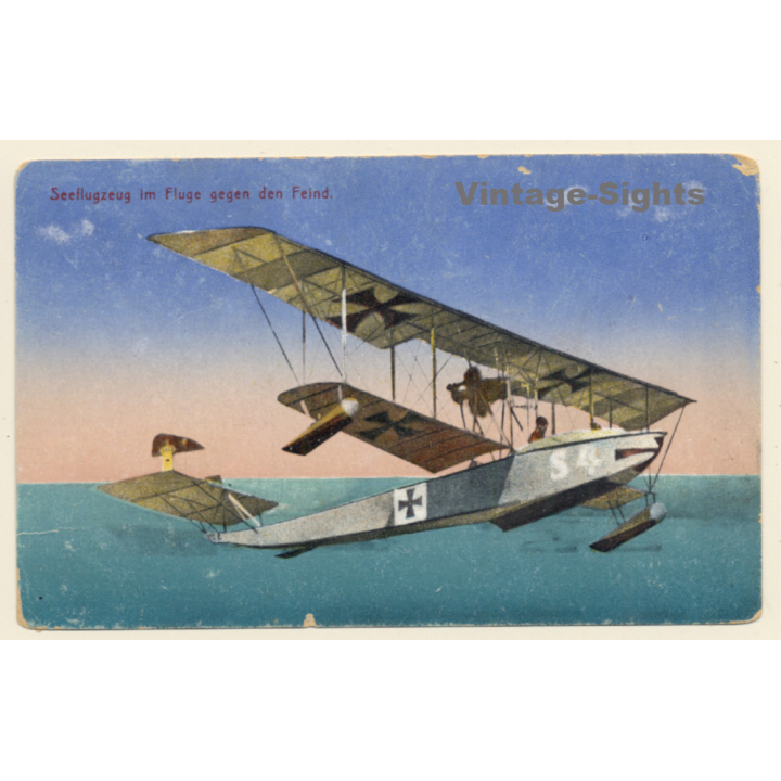 WW1: Seeflugzeug Im Flug Gegen Den Feind (Vintage PC 1917)