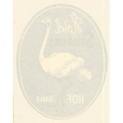 Saale / Germany: Hotel Strauss Hof / Ostrich (Vintage Luggage Label)
