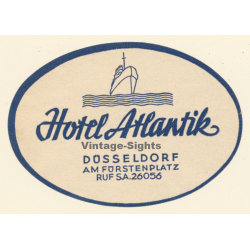 Düsseldorf / Germany: Hotel Atlantik (Vintage Luggage Label ~1950s/1960s)