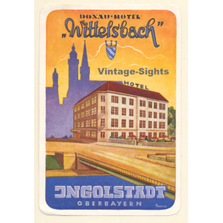 Ingolstadt / Germany: Donau Hotel Wittelsbach (Vintage Luggage Label ~1940s/1950s)