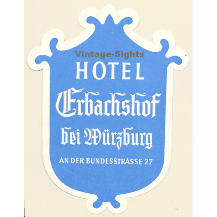 Würzburg / Germany: Hotel Erbachshof (Vintage Luggage Label ~1960s/1970s)