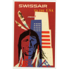 Swissair To The USA (Vintage Airline Luggae Label ~ 1950s) INDIAN
