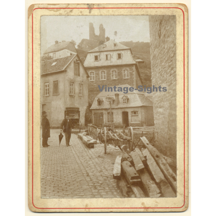 Monschau - Montjoie: Old Town Street Scene - Castle (Vintage Albumen Print ~1900s)