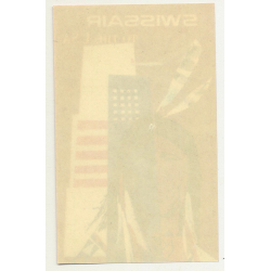 Swissair To The USA (Vintage Airline Luggae Label ~ 1950s) INDIAN