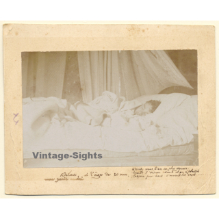 Post Mortem: 20 Year Old Man On His Deathbed (Vintage Albumen Print ~1910s/1920s)