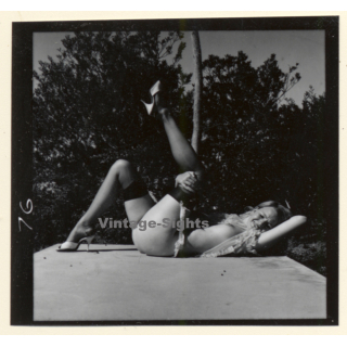 Erotic Study: Pretty Blonde Nude At Swimming Pool *1 (Vintage Contact Sheet 1970s/1980s)