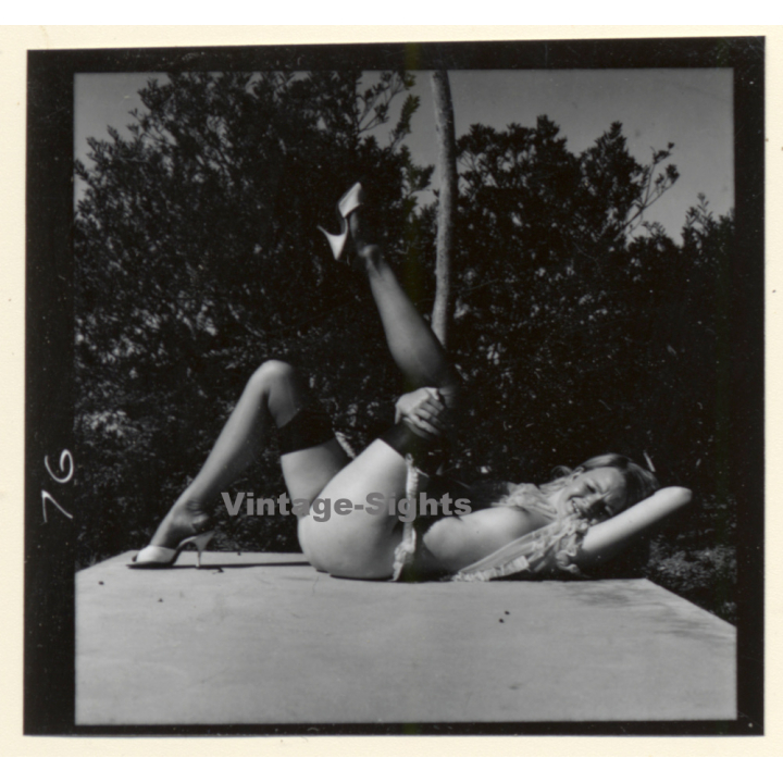 Erotic Study: Pretty Blonde Nude At Swimming Pool *1 (Vintage Contact Sheet 1970s/1980s)