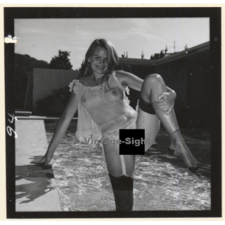 Erotic Study: Pretty Blonde Nude At Swimming Pool *3 (Vintage Contact Sheet 1970s/1980s)