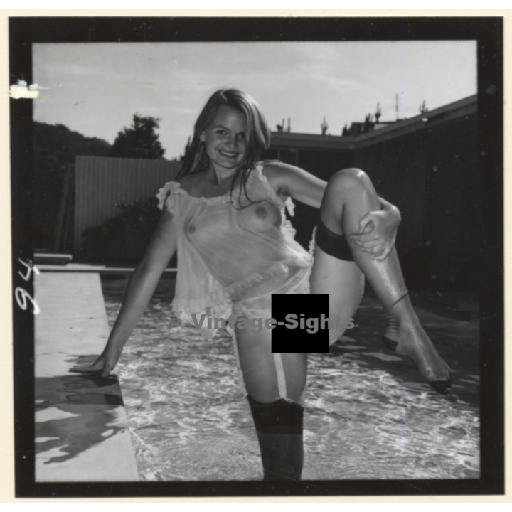 Erotic Study: Pretty Blonde Nude At Swimming Pool *3 (Vintage Contact Sheet 1970s/1980s)