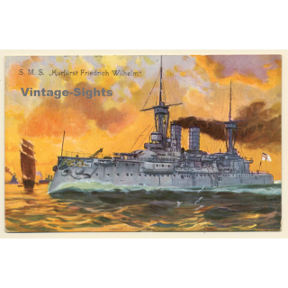 Warship S.M.S. Kurfürst Friedrich Wilhelm (Vintage Artist PC 1906)