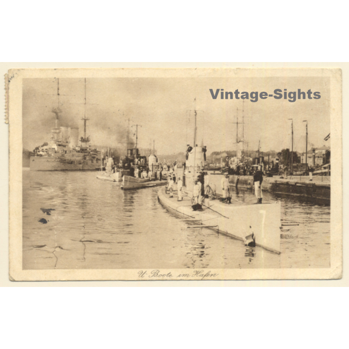 Deutsche U-Boote U6, U7 & U8 Im Hafen (Vintage PC 1920)