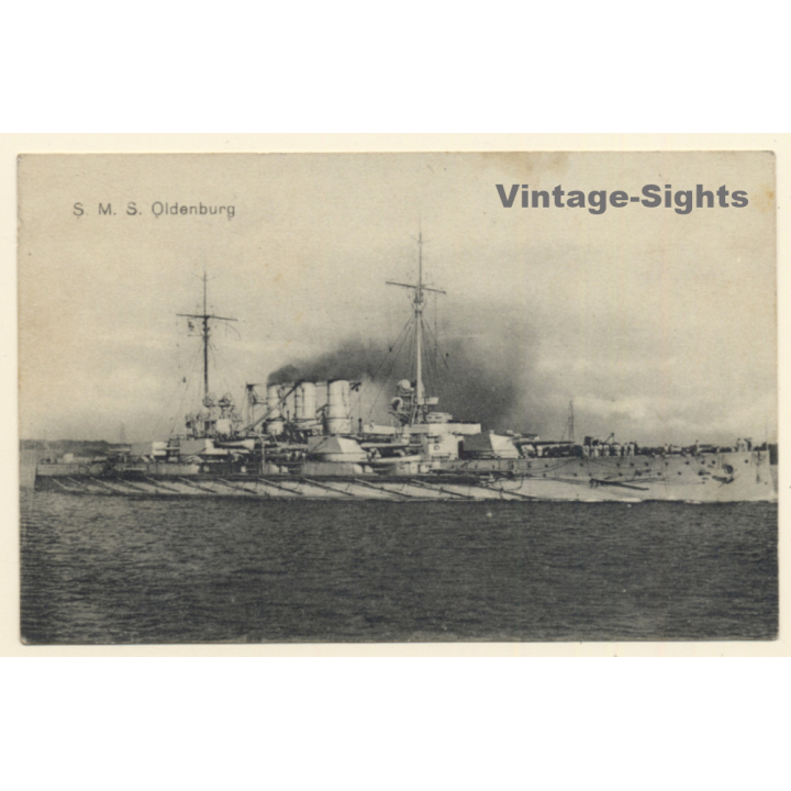 Warship S.M.S. Oldenburg / Torpedodivision (Vintage PC 1917)