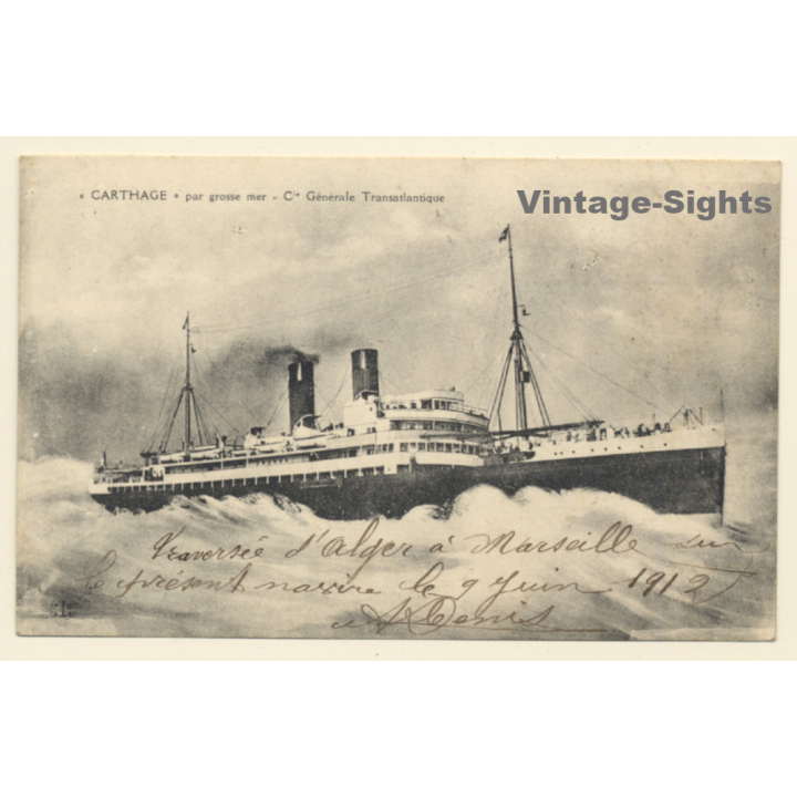 Paquebot Carthage / Cie Générale Transatlantique (Vintage PC 1912)