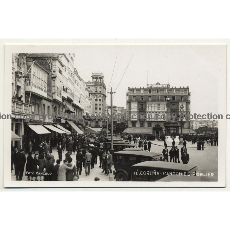 Coruña / Spain: Canton De Porlier (Vintage RPPC: Cancelo)
