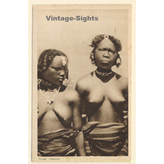 Eritrea: 2 Topless Cunama Women - Braids / Risqué - Ethnic Nude (Vintage PC 1920s/1930s)