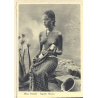 Ethiopia: Topless Tribal Female - Braids / Risqué - Ethnic Nude (Vintage PC ~1920s/1930s)