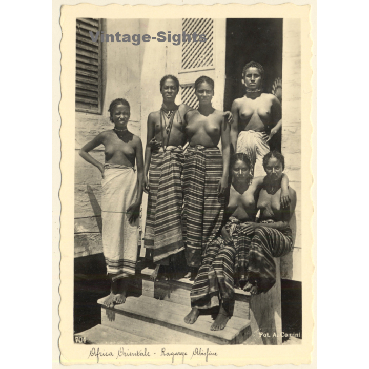 Ethiopea: Group Of Topless Abyssinian Females / Risqué - Ethnic Nude (Vintage RPPC ~1920s/1930s)