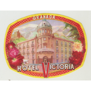 Hotel Victoria - Granada / Spain (Vintage Luggage Label)