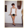 Erotic Study: Natural Shorthaired Semi Nude In White Tank Top (Vintage Photo ~1990s)