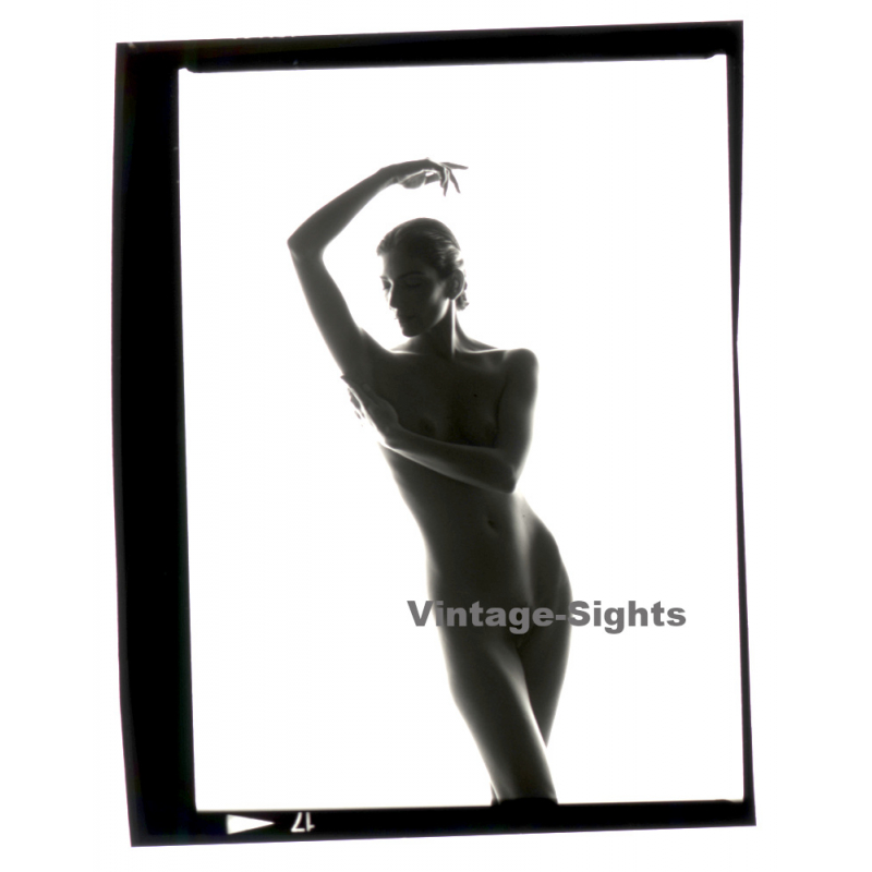 Erotic Photo Art: Beautiful Slim Nude Woman*1  (Vintage B/W Diapositive WOLFGANG KLEIN 1980s)