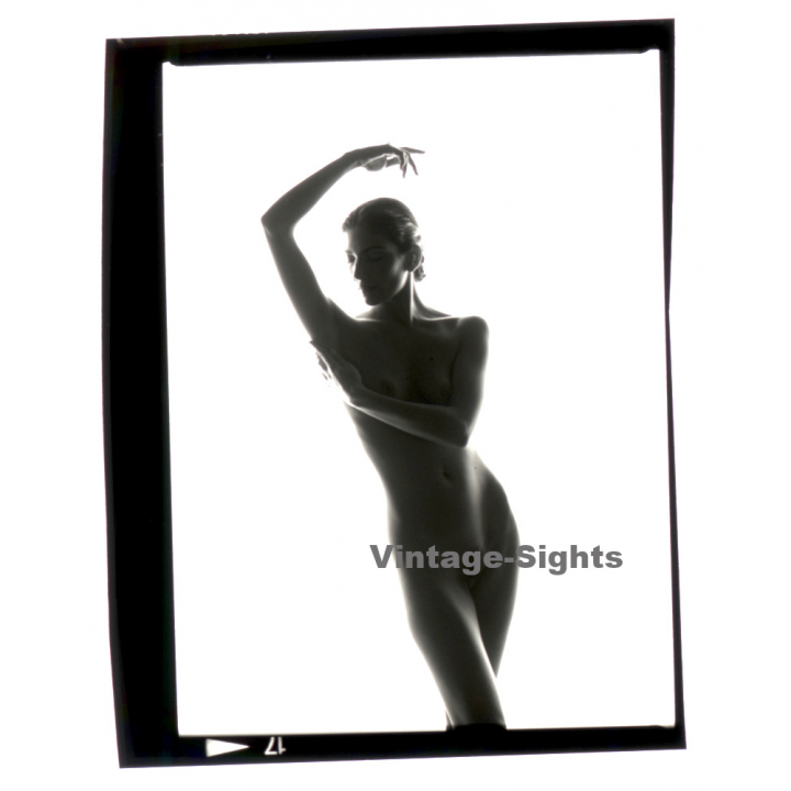 Erotic Photo Art: Beautiful Slim Nude Woman*1  (Vintage B/W Diapositive WOLFGANG KLEIN 1980s)