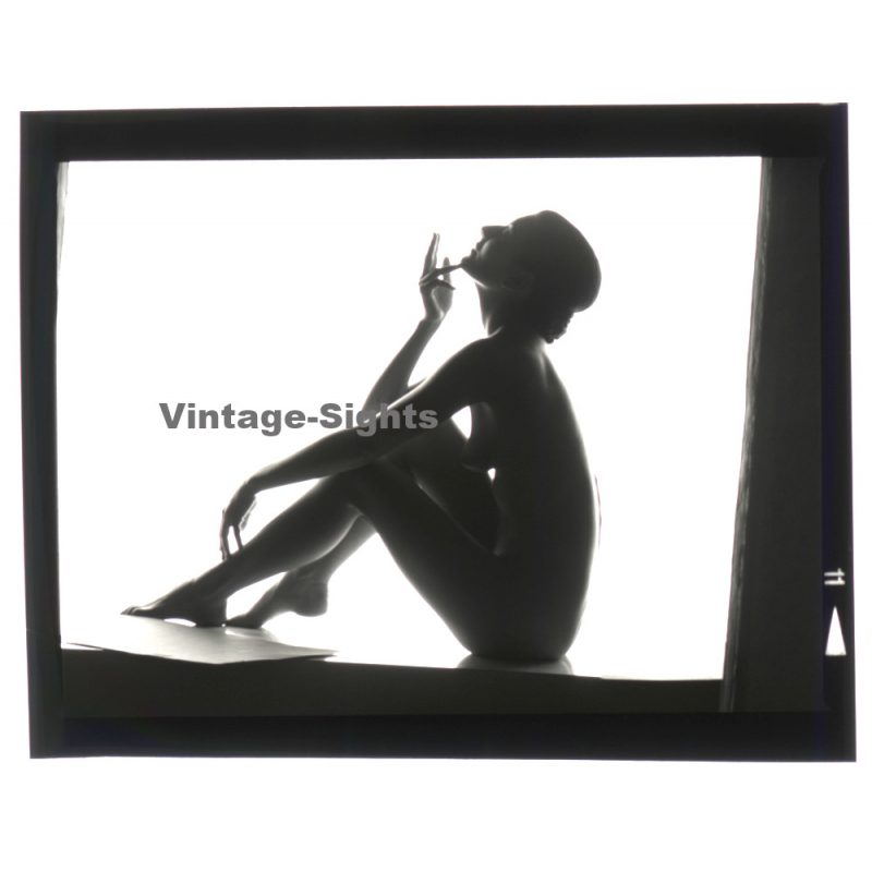 Erotic Photo Art: Beautiful Slim Nude Woman*4  (Vintage B/W Diapositive WOLFGANG KLEIN 1980s)