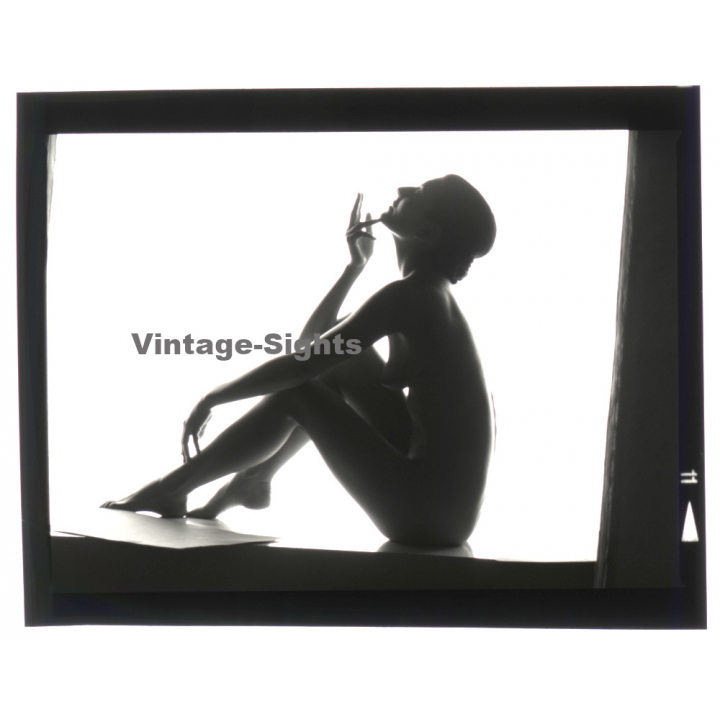 Erotic Photo Art: Beautiful Slim Nude Woman*4  (Vintage B/W Diapositive WOLFGANG KLEIN 1980s)