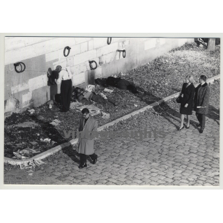 1965 Paris / France: Clochards At Seine Shore (Vintage Photo)