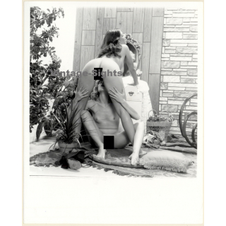 Erotic Study by T.Liori: Blonde Nude Holds On To Girlfriends Legs (Vintage Photo KORENJAK 1970s/1980s)