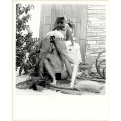 Erotic Study by T.Liori: Blonde Nude Holds On To Girlfriends Legs (Vintage Photo KORENJAK 1970s/1980s)