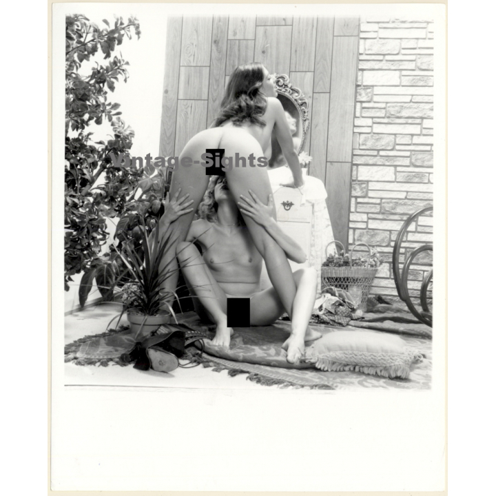 Erotic Study by T.Liori: Blonde Nude Holds On To Girlfriends Legs (Vintage Photo KORENJAK 1970s/1980s)
