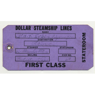 Dollar Steamship Lines / First Class (2) (Vintage Shipping Line Luggae Tag / Label)