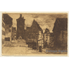 Rothenburg o.d. Tauber: Old Town / Etching by Anna Siebert (Vintage PC  ~1910s/1920s)