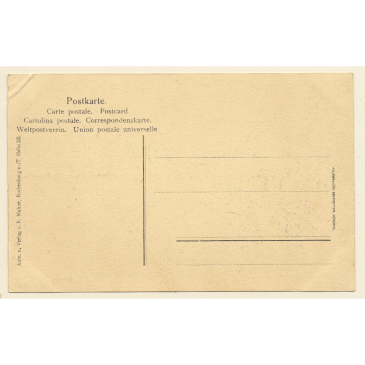 Vorbach (Rothenburg o.d. Tauber): Wirtschaft Johann Dürr - Spinnerin - Tracht (Vintage PC ~1900s/1910s)