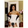 Erotic Study: Slim Dark-Skinned Semi Nude In Corset / Gloves (Vintage Photo France ~1990s)