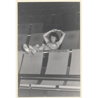 Cool Take Of Natural Nude Woman On Theatre Seat (Vintage Photo France ~1980s)