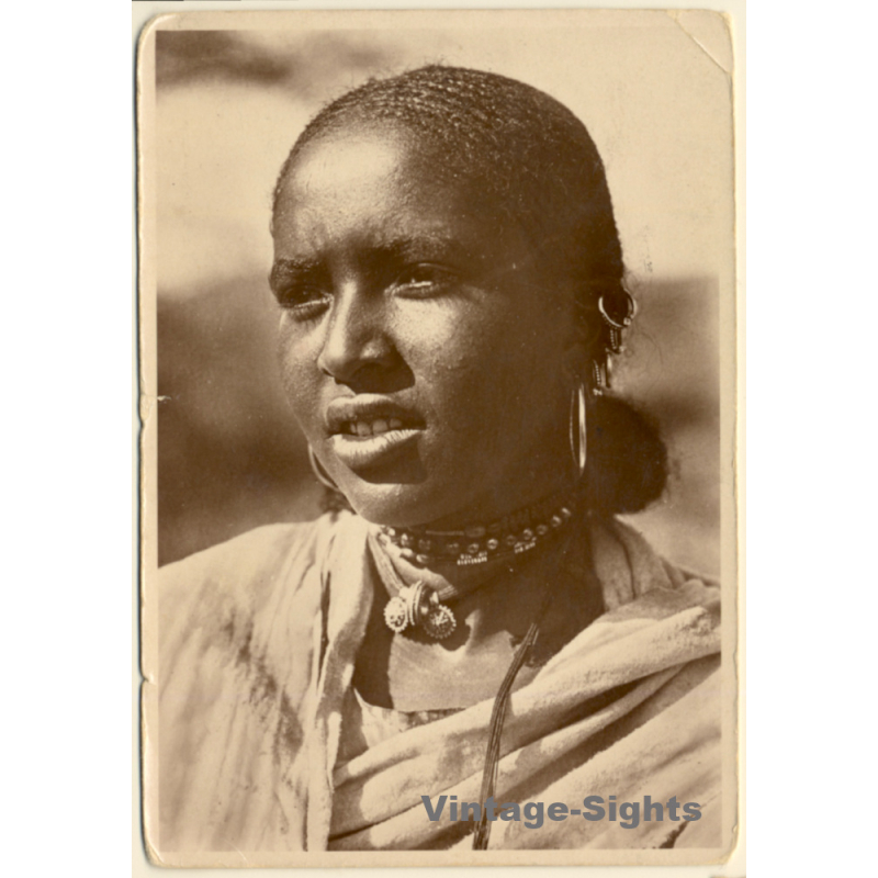 Modestino Baldinetti: Young Abyssinian Woman / Ethnic - Piercings(Vintage RPPC 1938)