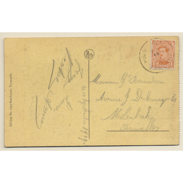 WW1 / Termonde-Ruines: German 'Kultur' / By German Soldiers Destroyed Painting (Vintage PC 1919)