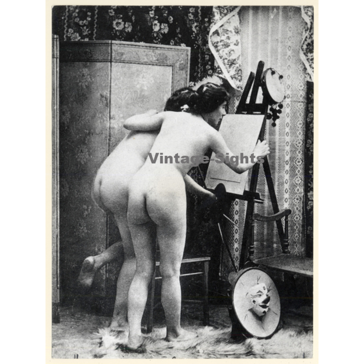 1920s Erotica: 2 Nude Females & An Easel*1 / Boudoir (Large Photo Reprint ~24 x 18 CM)