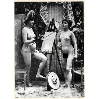 1920s Erotica: 2 Nude Females & An Easel*2 / Boudoir (Large Photo Reprint ~24 x 18 CM)