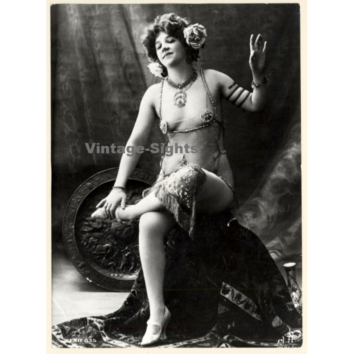 1920s Erotica by Jean Agelou: Semi Nude Burlesque Show Girl*2 / Boudoir (Large Photo Reprint ~24 x 17 CM)