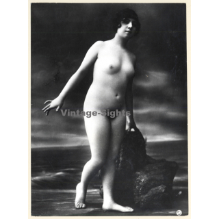 1920s Erotica: Natural Classic Nude Standing / Boudoir (Large Photo Reprint ~24 x 18 CM)