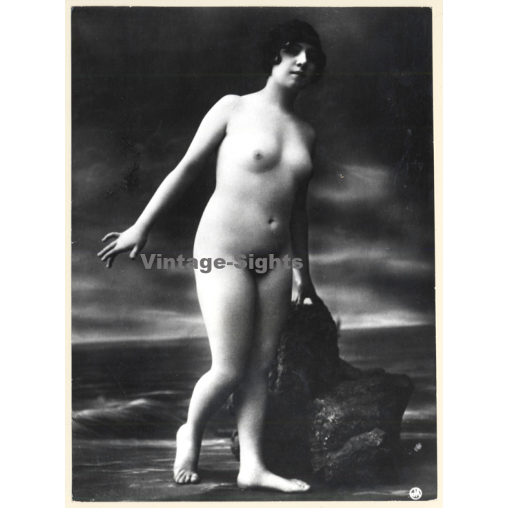 1920s Erotica: Natural Classic Nude Standing / Boudoir (Large Photo Reprint ~24 x 18 CM)