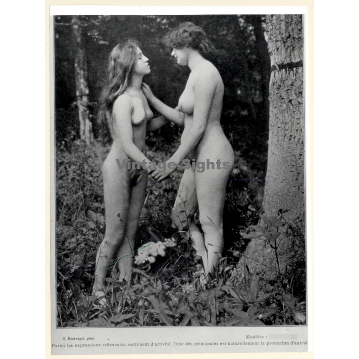 1920s Erotica: 2 Natural Nudes In Forerst / Boudoir (Large Photo Reprint ~23 x 17 CM)